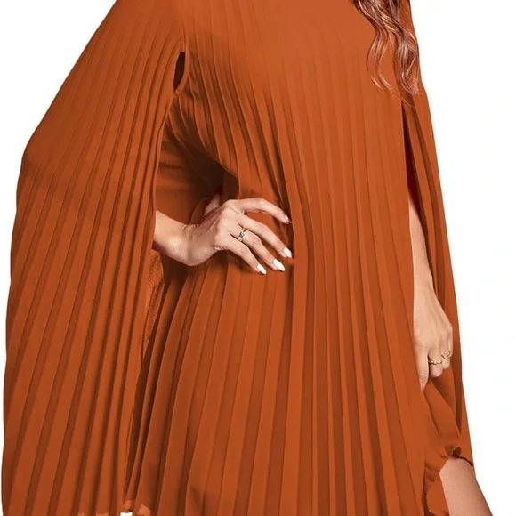 Orange Stunning Pleated Dress | Size M - Picture 6 of 6
